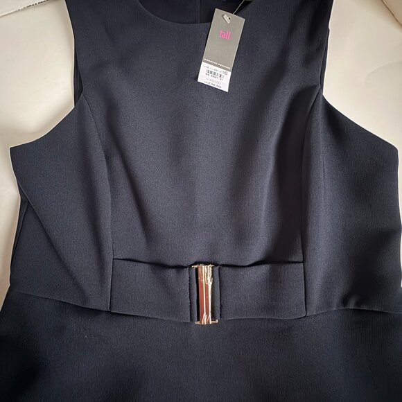Dorothy Perkins Tall Navy Sheath Dress with Belt Detail - Picture 8 of 17